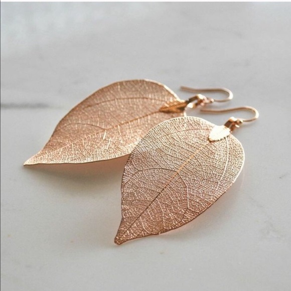 Hand Dipped Leaf earrings - Picture 3 of 3